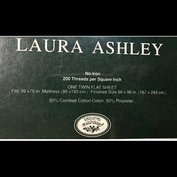 Vintage LAURA ASHLEY Ashbourne Twin Flat Sheet Green Floral Cottagecore - Picture 7 of 7